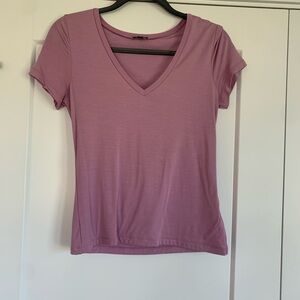 Express Fitted Pink Vneck Tee